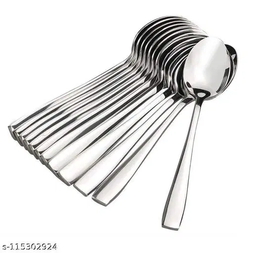 Stainless Steel Spoons, Silver, Pack of 12