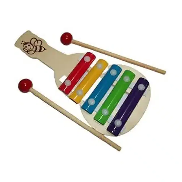 Wooden Guitar Shaped Musical Toy for Kids, Multicolor