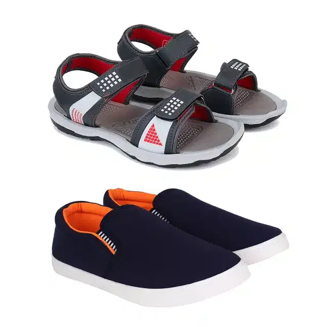 Combo of Sandals & Sports Shoes for Men, Pack of 2 (Multicolor, 10)