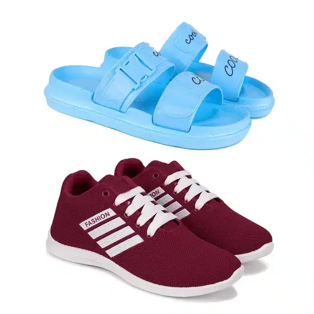 Combo of Sliders & Casual Shoes for Women, Pack of 2 (Multicolor, 4)