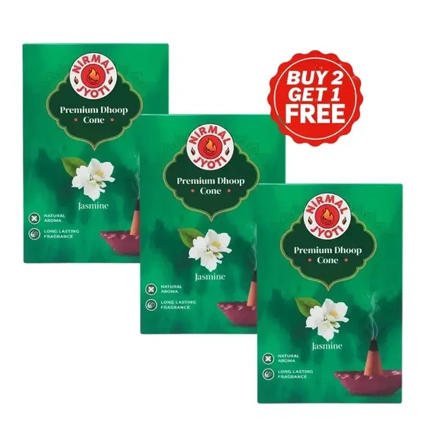 Nirmal Jyoti Jasmine Dry Cone Dhoop 3X10 Pcs (Buy 2 Get 1 Free)