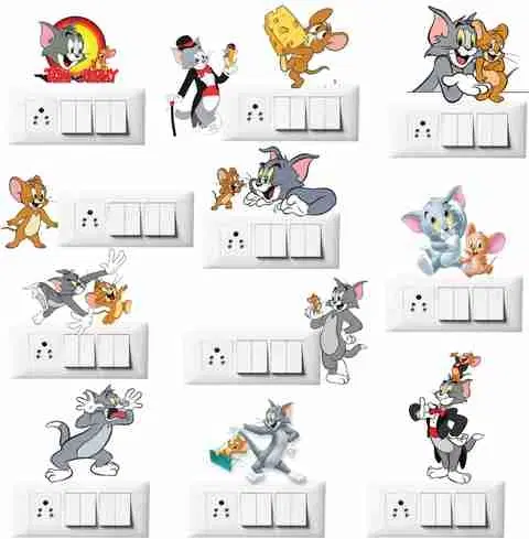 Tom & Jerry Switch Self Adhesive Wall Sticker