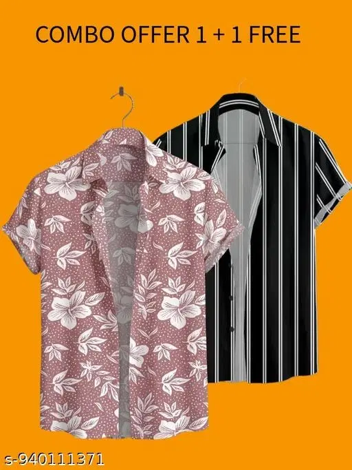 Casual Shirts for Men, Pack of 2 (Pink, S)