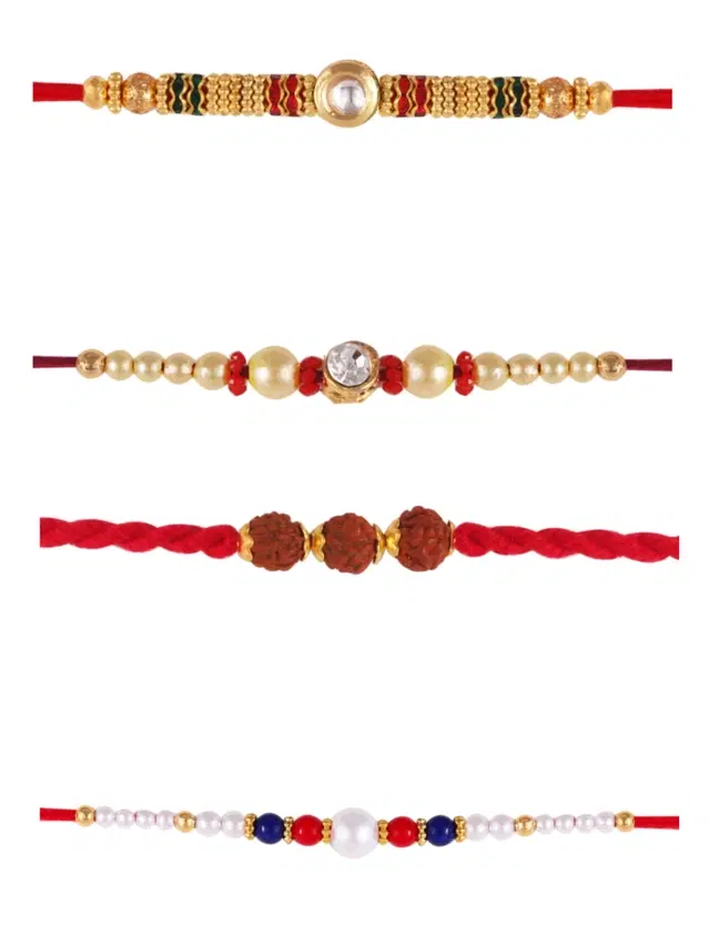 Designer Rakhi for Rakshabandhan, Multicolor, Pack of 4