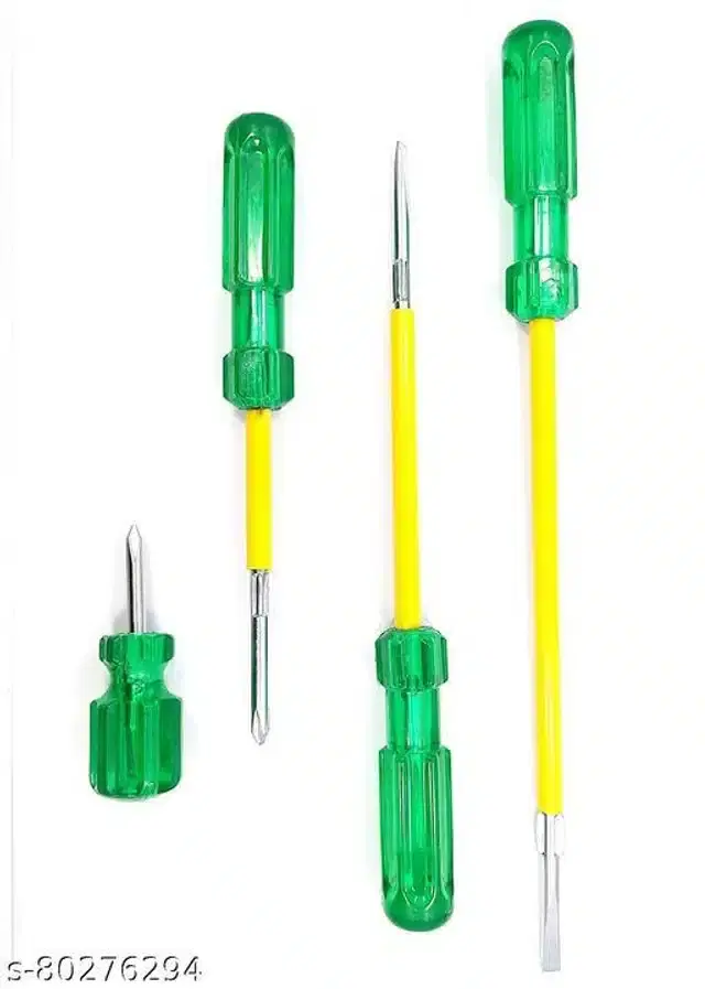 2 In 1 Screwdriver, Set of 4, Green & Yellow