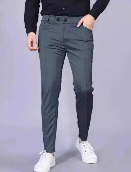 Polycotton Trousers for Men, Dark Grey (28)