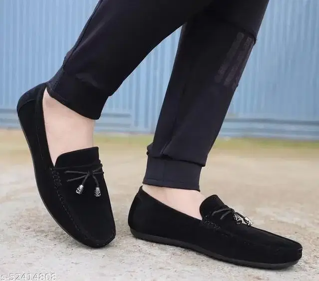 Artificial Leather Loafers for Men (Black, 9)