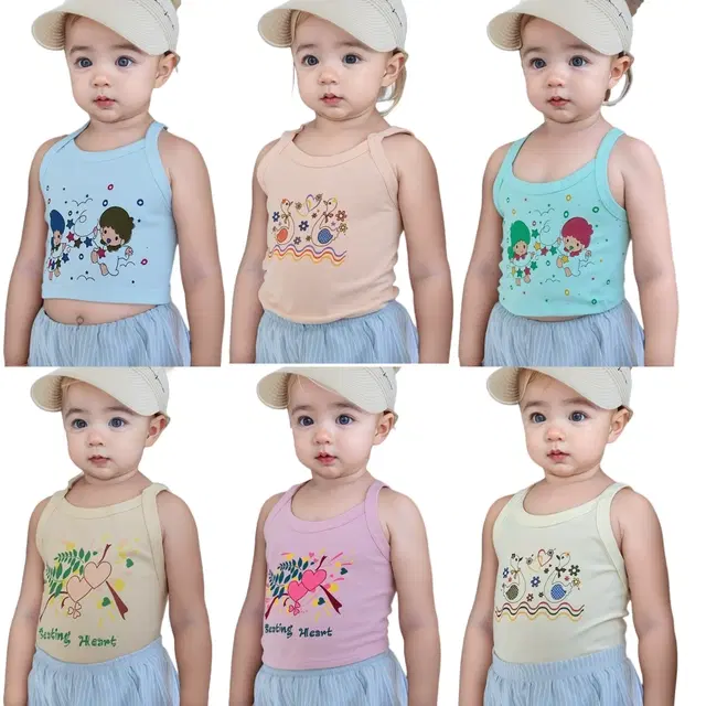 Cotton Vest for Kids, Pack of 6 (Multicolor, 18-24 Months)