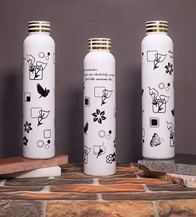 Printed Water Bottle Set, Pack of 3, Multicolor, 1000 ml