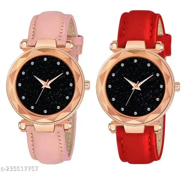 Analog Watch for Women, Pack of 2 (Multicolor)