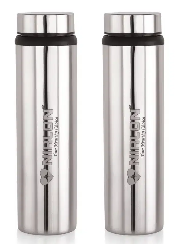 Stainless Steel Water Bottles, Pack of 2, Silver, 900 ml