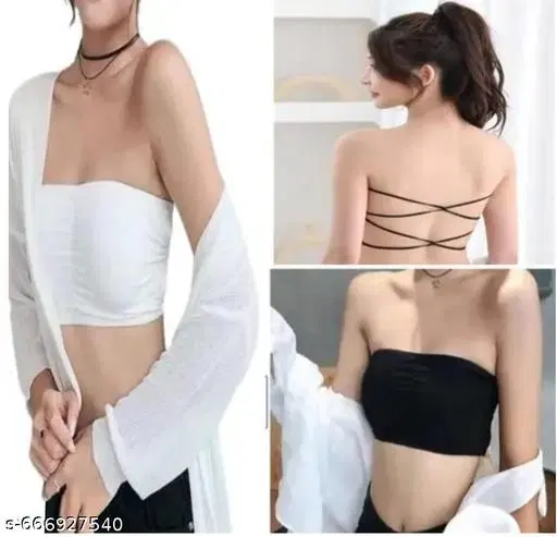Everyday Bandeau Bra for Women, Pack of 2 (White, M)