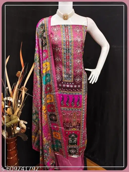 Floral Jaipuri Designs Kurti for Women (Pink, 6.05 meter (M)