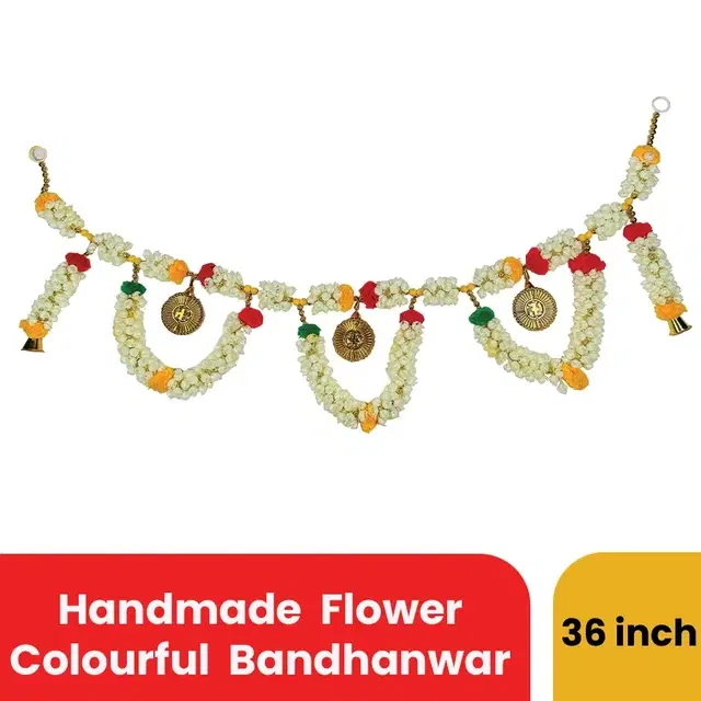Mangal Bhavan Handmade Flower Colourful Bandhanwar Toran, 1 pc