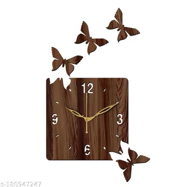 Wooden Wall Clock for Home, Brown