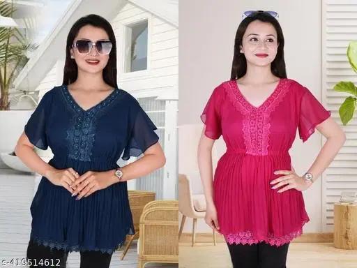 Casual Tops for Women, Pack of 2 (Pink, L)