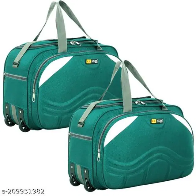 Polyester Duffel Bags, Green, Pack of 2