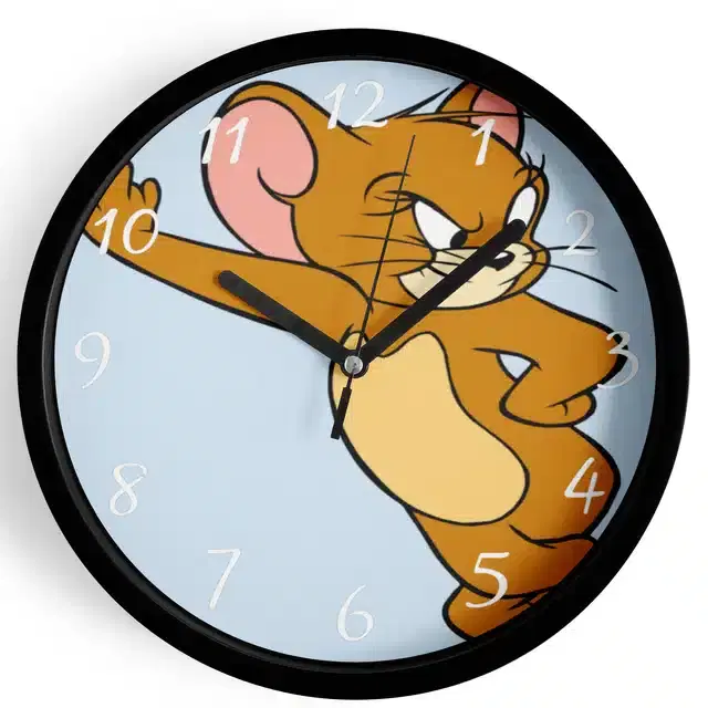 Analog Tom & Jerry Wall Clock for Home, Black, 7 Inches