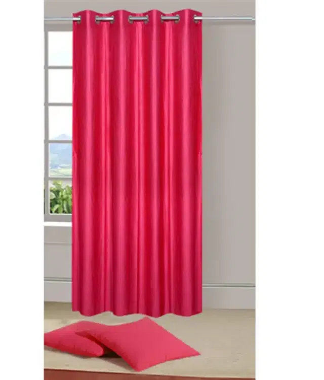 Polyester Solid Door & Window Curtains, Pink, 7 feet
