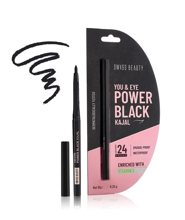 Swiss Beauty You & Eye Power Black Pencil Kajal, 0.30 g