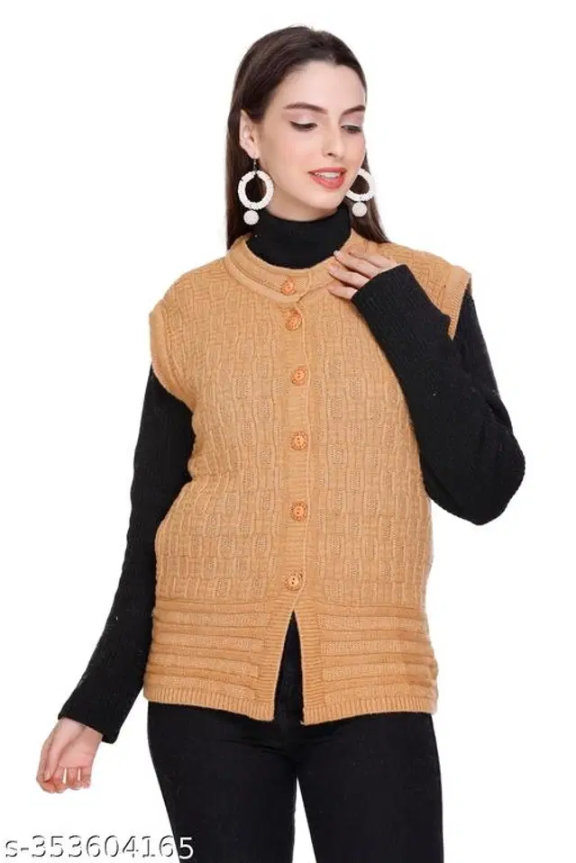 Woolen Sweater for Women (Beige, M)