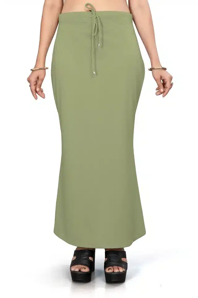 Lycra Solid Saree Petticoat for Women (Green, M)