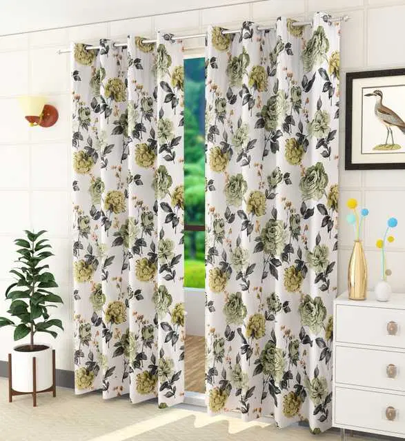 Homefab Polyester Curtains, Green, 5 Feet, HF-223