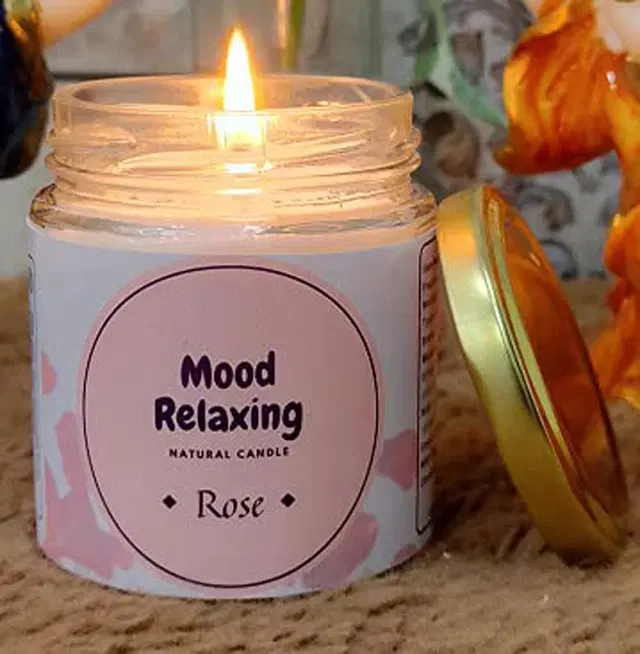 Floish Decor Premium Rose Scented Mood Relaxing Candle