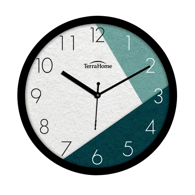TerraHome Sweep Silent Paper Dial Wall Clock 12in Abstract Green/Grey