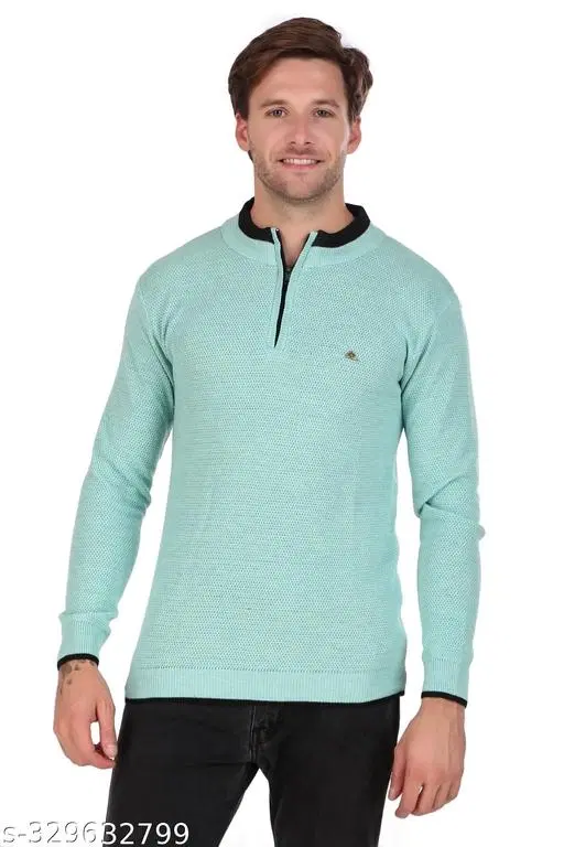 Full Sleeves Sweater for Men (Sky Blue, M)
