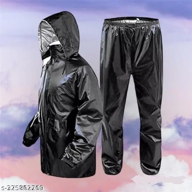 Polyester Rain Coat for Men, Black, S