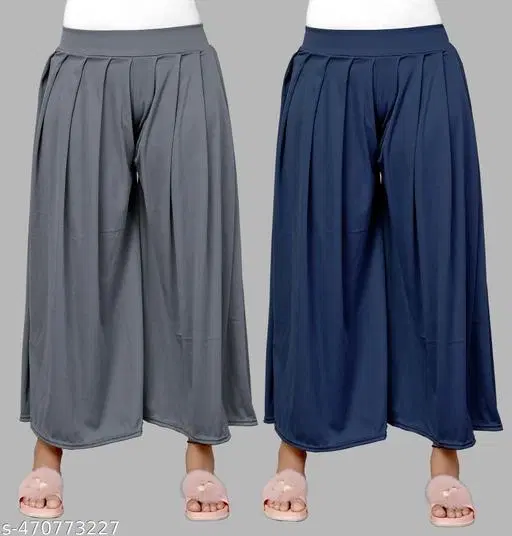 Palazzos for Women, Pack of 2 (Blue, S)