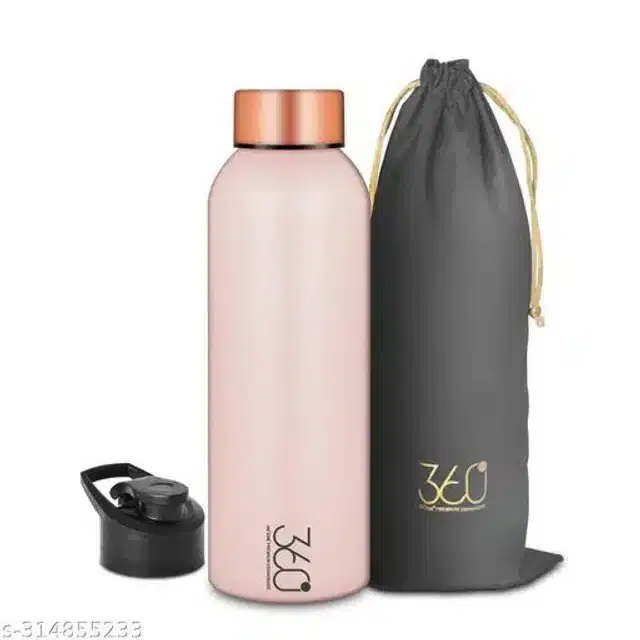 Stainless Steel Water Bottle, Pink & Gold, 1000 ml