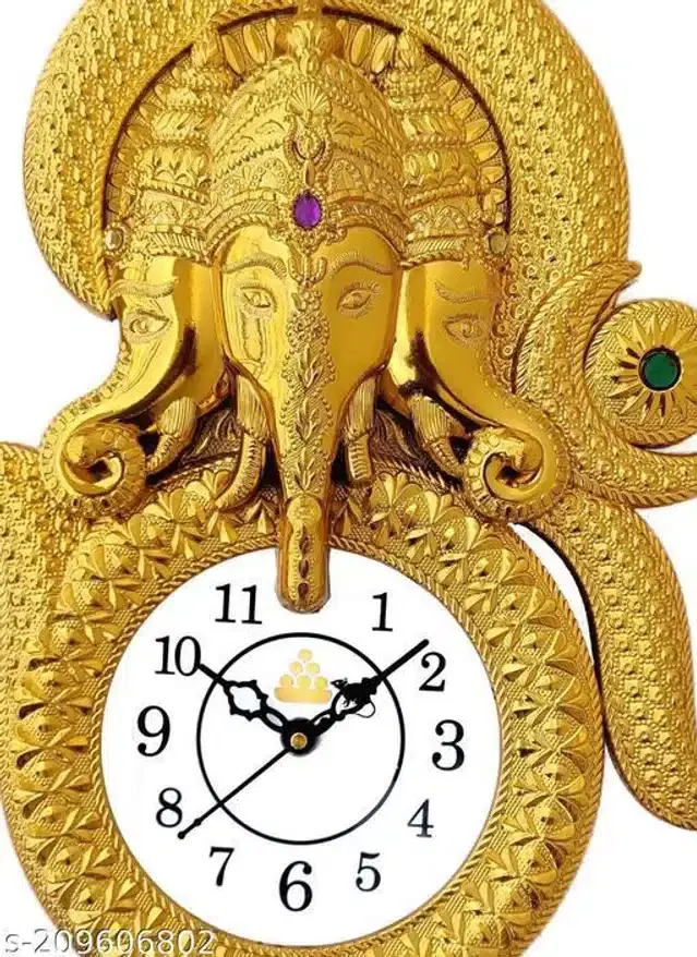 Analog Wall Clock, Gold, 33x24 cm