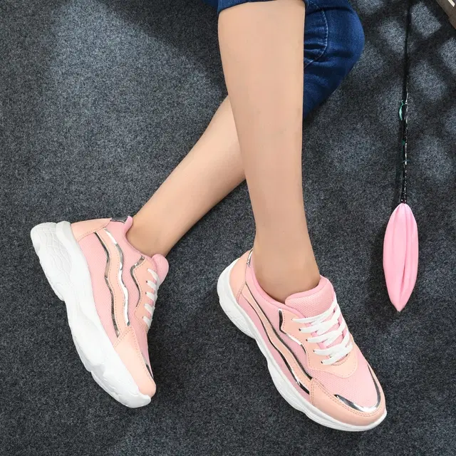 Sports Shoes for Women (Pink & White, 4)