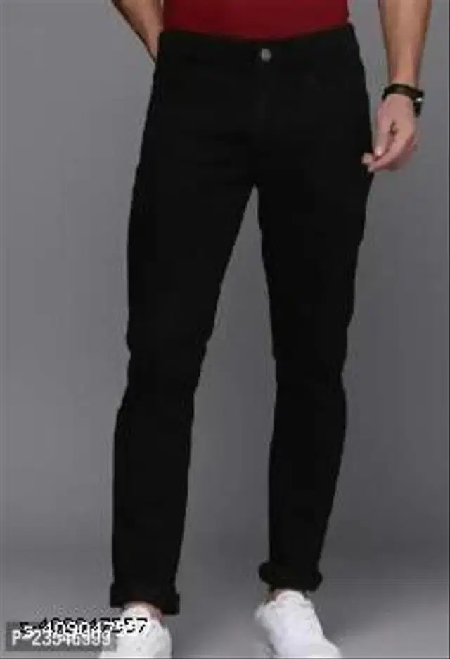 Denim Slim Fit Jeans for Men (Black, 36)