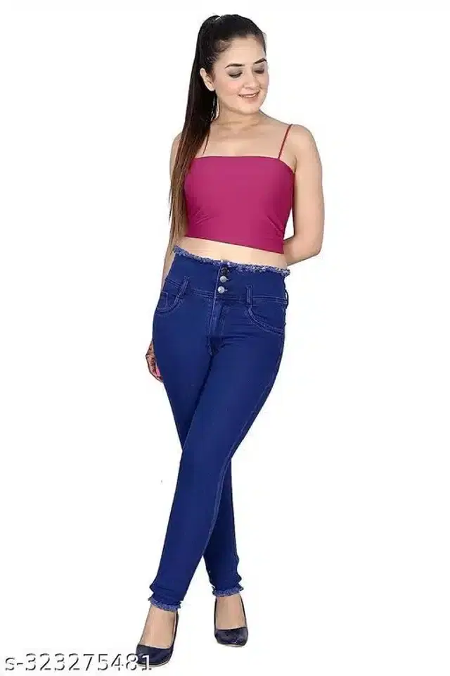 Denim Jeans for Girls (Blue, 11-12 Years)