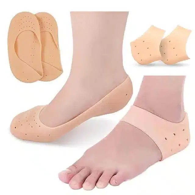 Silicone Gel Heel Socks with Pad, Assorted, Set of 2