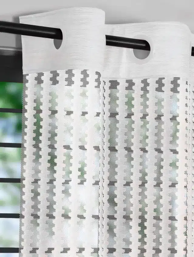 Polyester Solid Door & Window Curtains, White, 7 feet