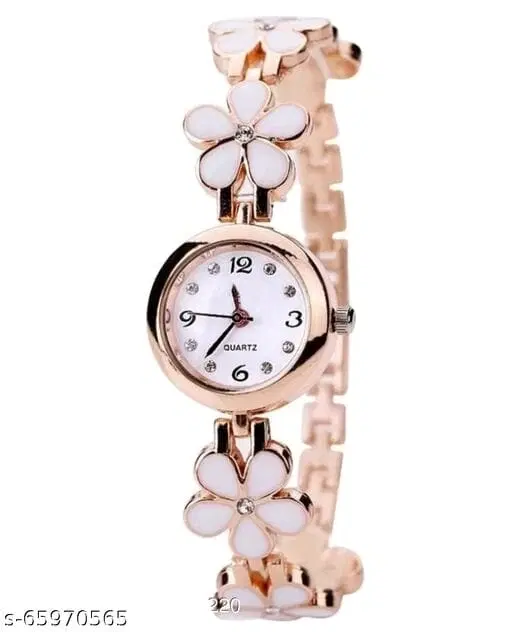 Round Dial Analog Watch for Women, Gold