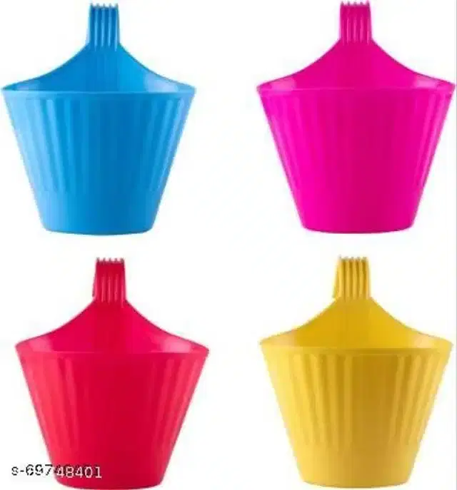 Plastic Hanging Planters, Multicolor, Pack of 4