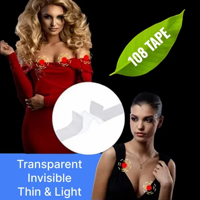 Acrylic Film Clothing 108 Double Sided Tape Strips, Transparent, Set of 1