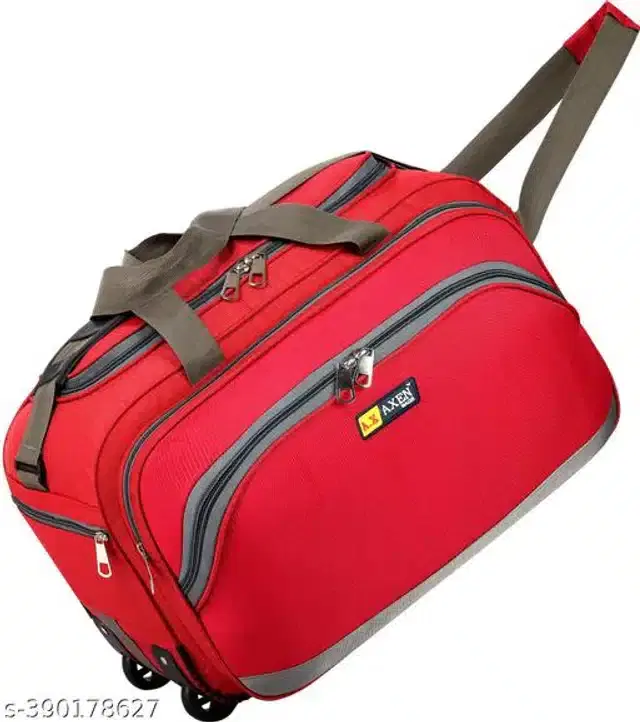 Polyester Trolley Duffel Bag for Men & Women, Red