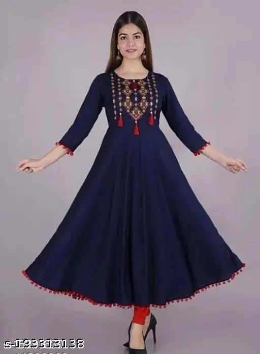 Charvi Attractive Women Rayon Kurta Set For Womens, Blue (XXL)