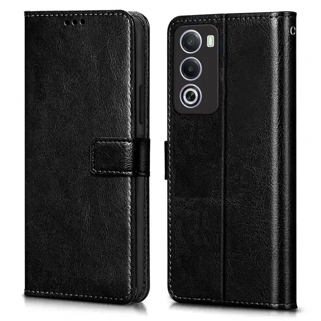 Artificial Leather Mobile Flip Cover for itel City 100 (Black)