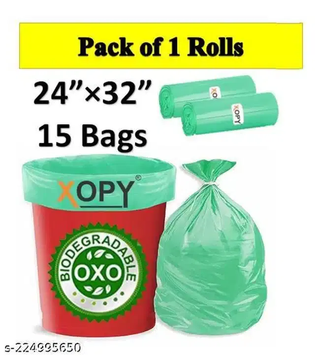 Biodegradable Garbage Bags, Green, 24x32 inches, Set of 1