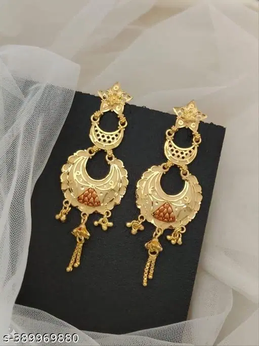 Jhumkhas for Women, Pack of 2 (Gold, Free Size)