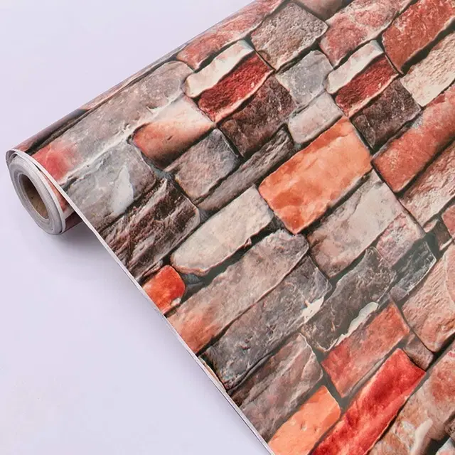Pvc Vinyl Diy Self Adhesive Decorative Peel Stick Wallpaper For Living Room & Hall 45x304cm (Wooden Wall Look)