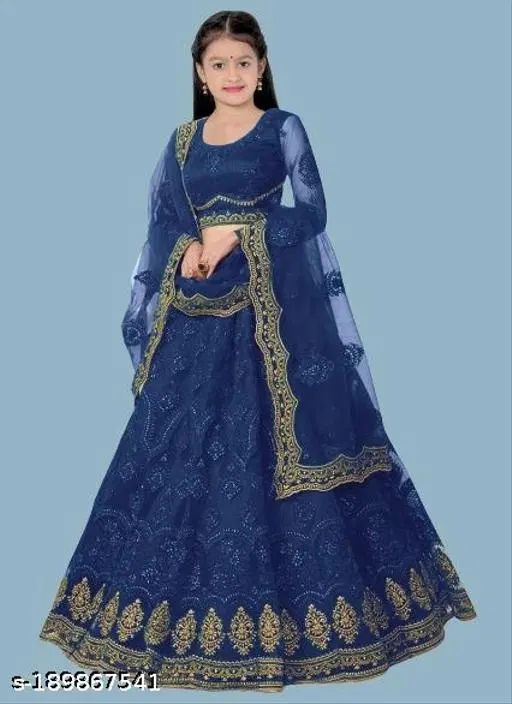 Lehenga Choli for Women (Blue, 10-11 Years)