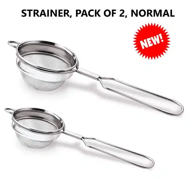 Stainless Steel Tea Strainer, Pack of 2, Silver